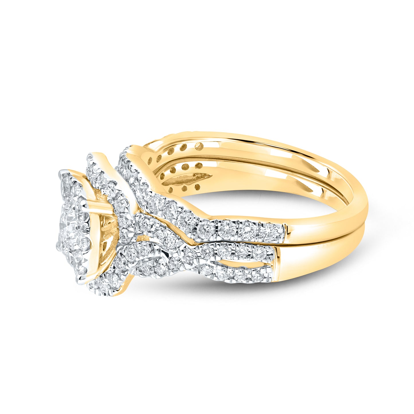 14kt Yellow Gold 1.25 CTW Lab Diamond Bridal Engagement Ring Set