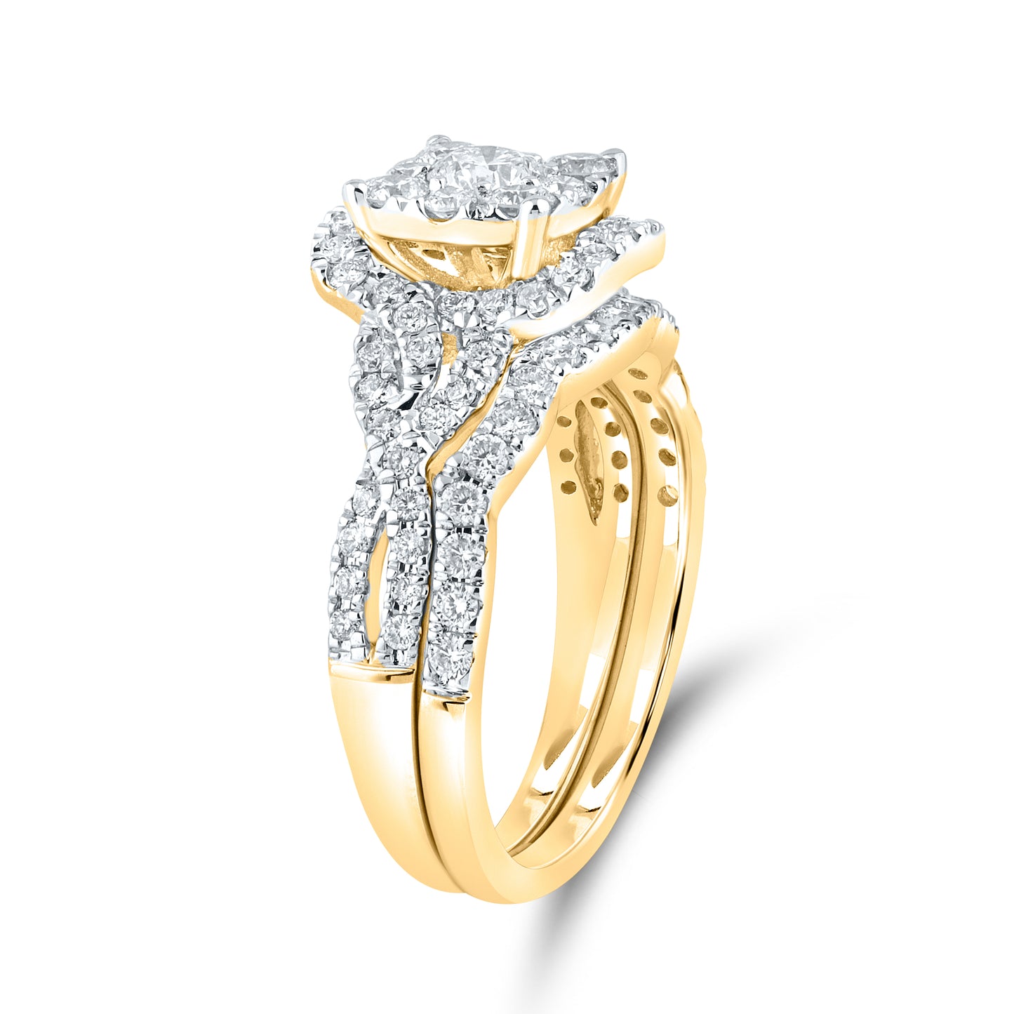 14kt Yellow Gold 1.25 CTW Lab Diamond Bridal Engagement Ring Set