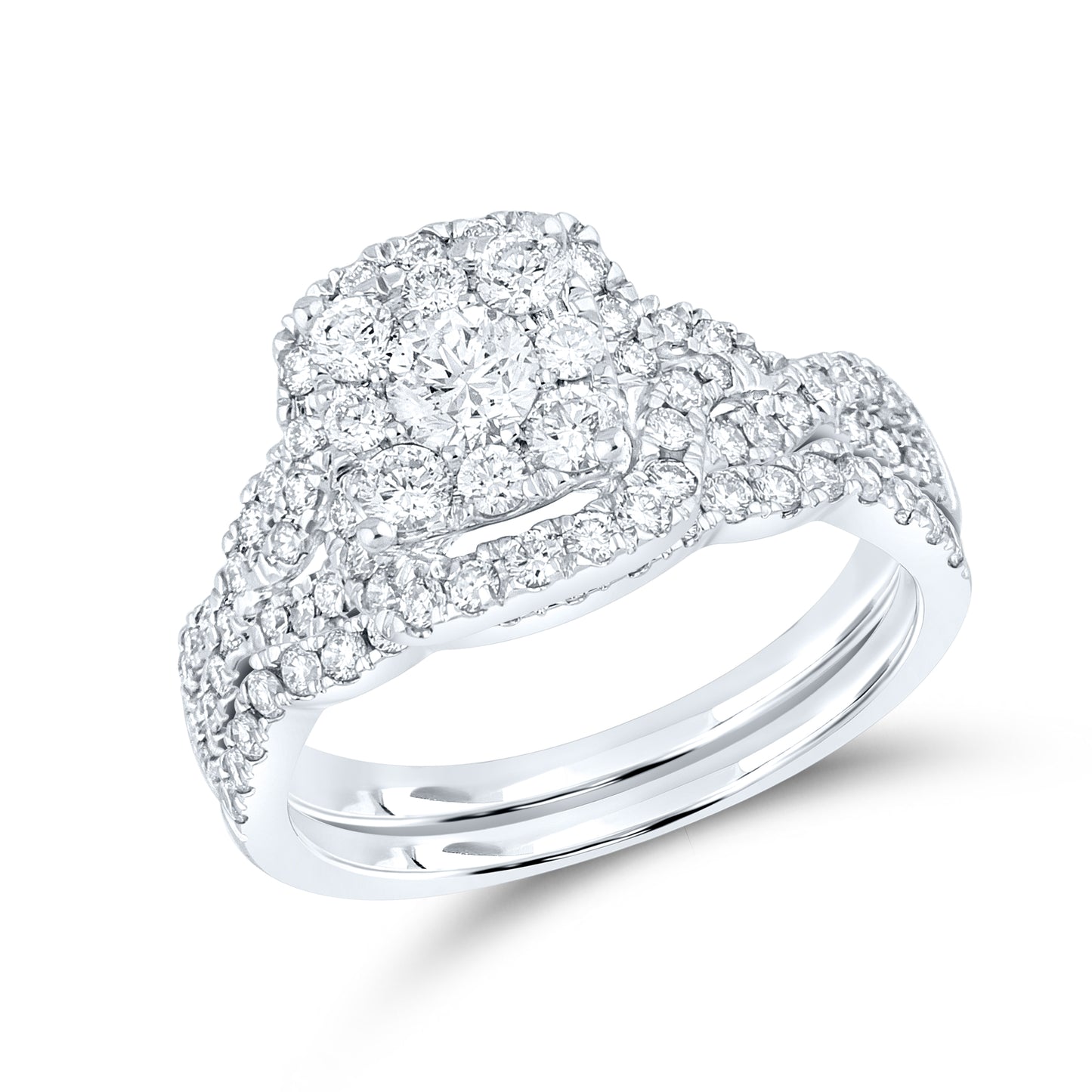 14kt White Gold 1.25 CTW Lab Diamond Bridal Engagement Ring Set