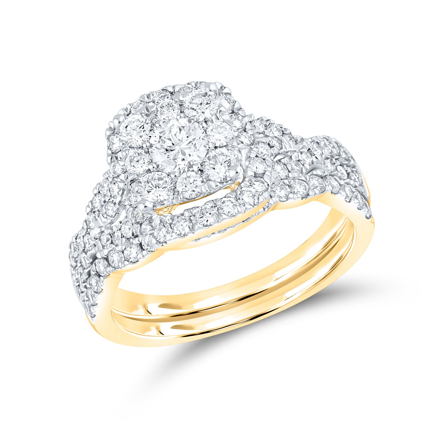 14kt Yellow Gold 1.25 CTW Lab Diamond Bridal Engagement Ring Set