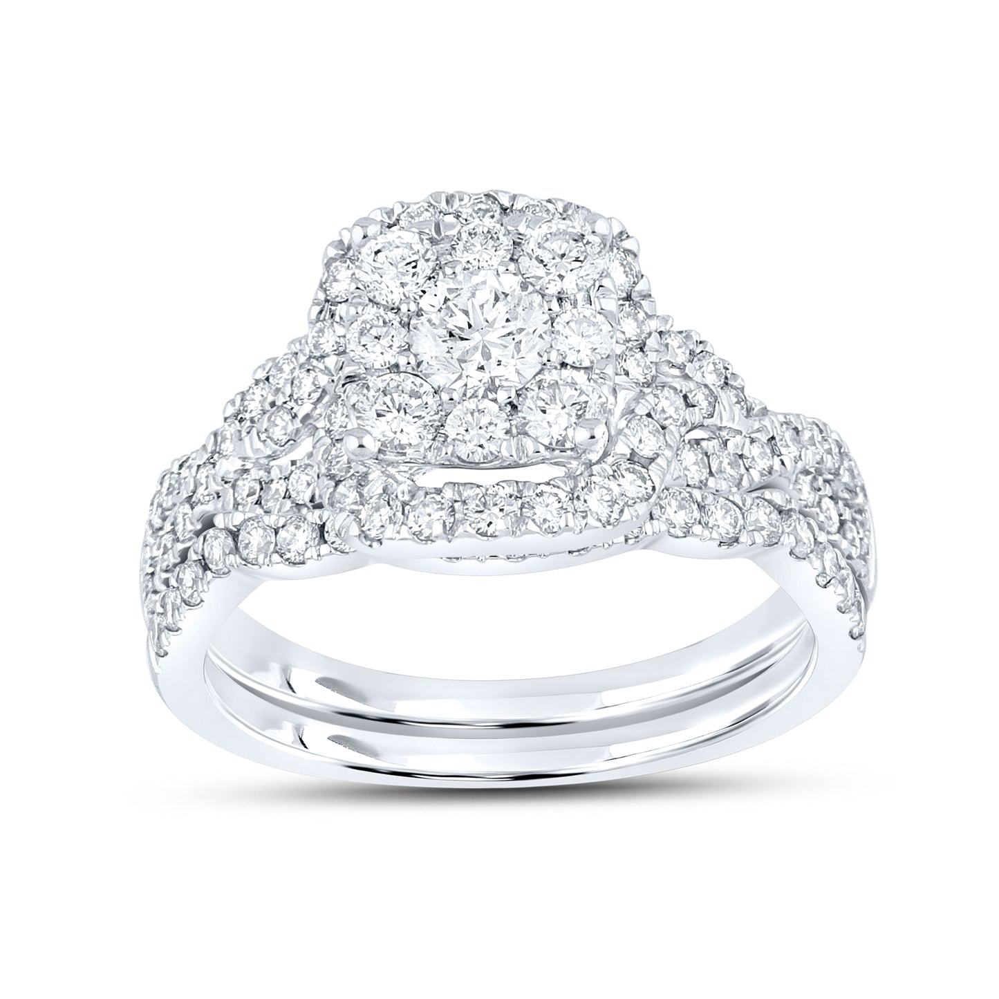 14kt White Gold 1.25 CTW Lab Diamond Bridal Engagement Ring Set