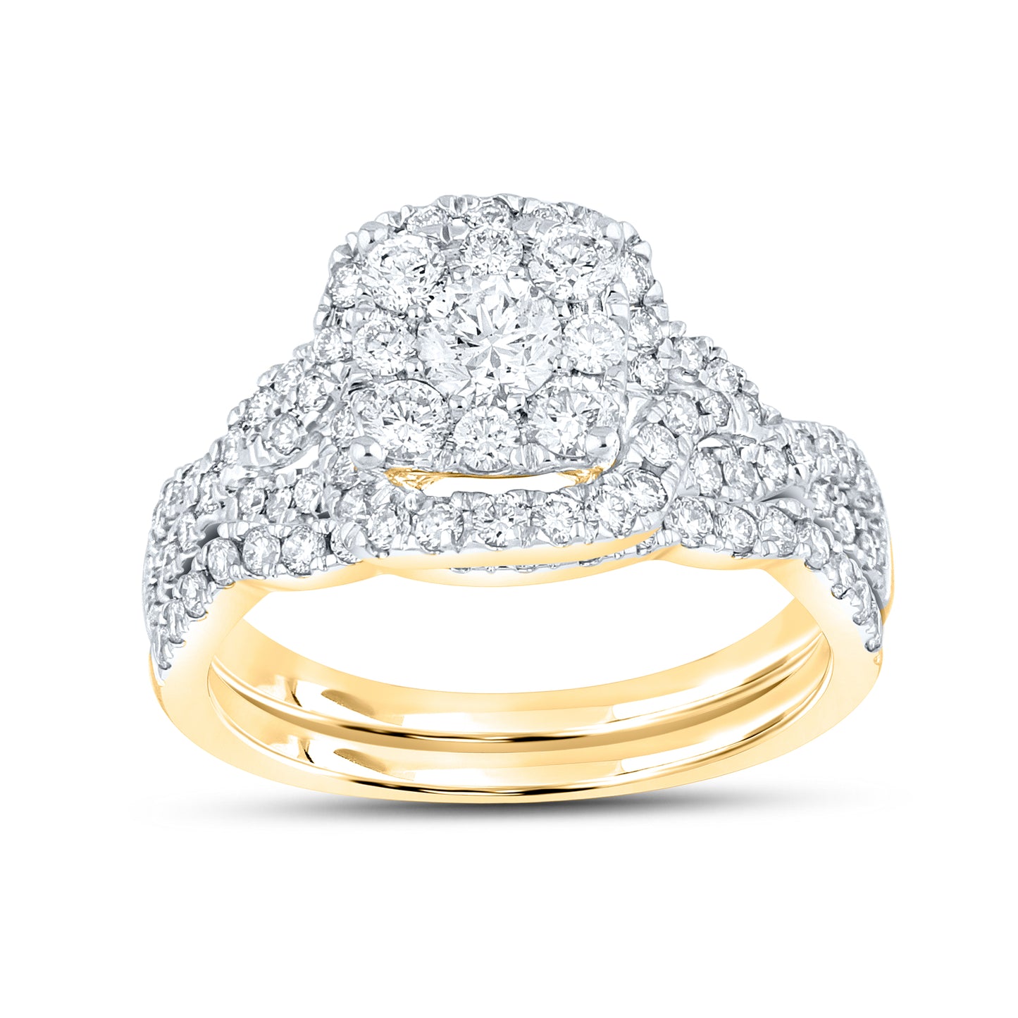 14kt Yellow Gold 1.25 CTW Lab Diamond Bridal Engagement Ring Set