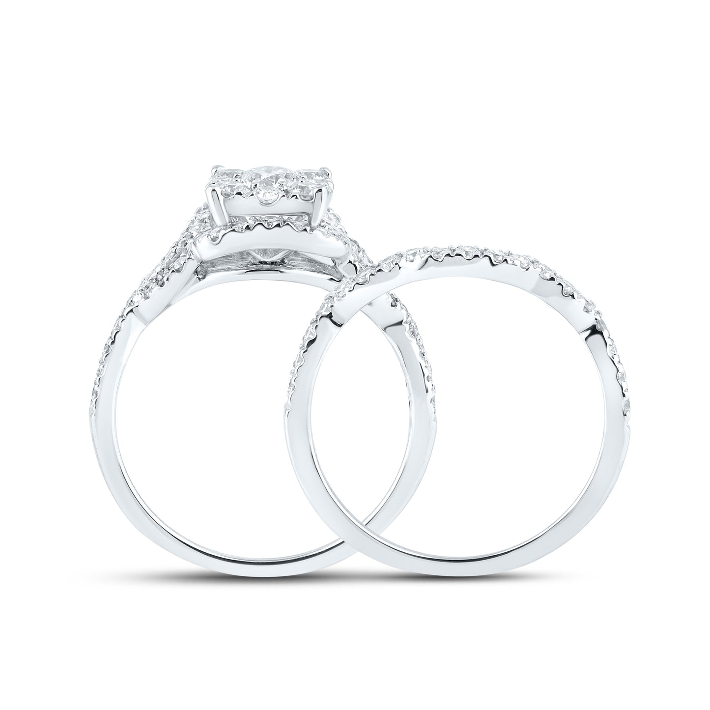 14kt White Gold 1.25 CTW Lab Diamond Bridal Engagement Ring Set