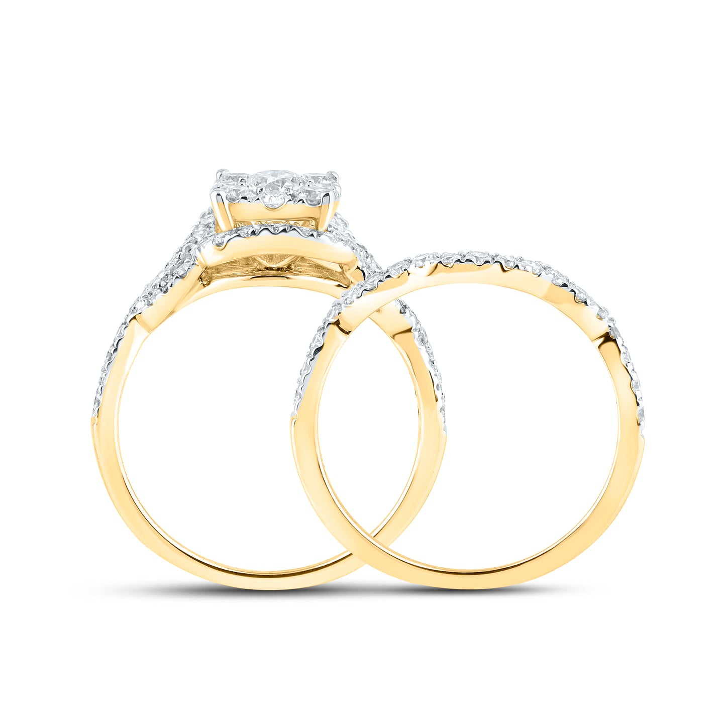 14kt Yellow Gold 1.25 CTW Lab Diamond Bridal Engagement Ring Set