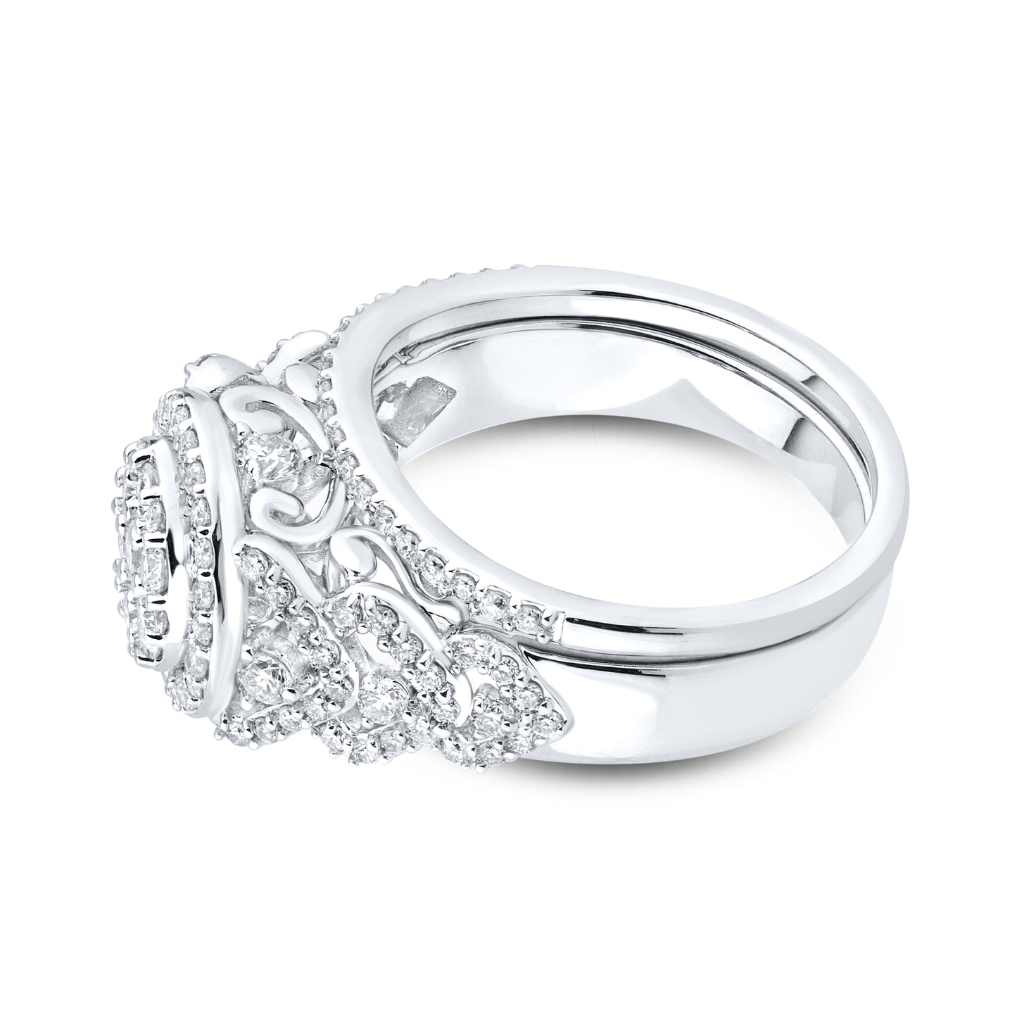 14kt White Gold 1.15 CTW Lab Diamond Ring Bridal Ring Set