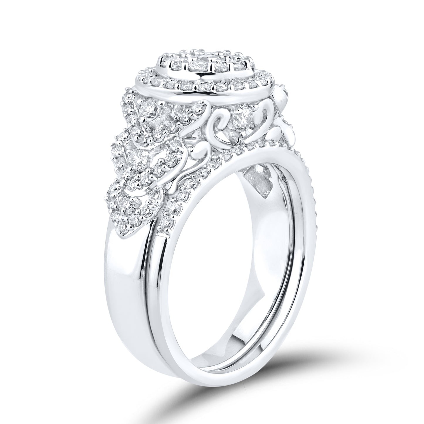 14kt White Gold 1.15 CTW Lab Diamond Ring Bridal Ring Set