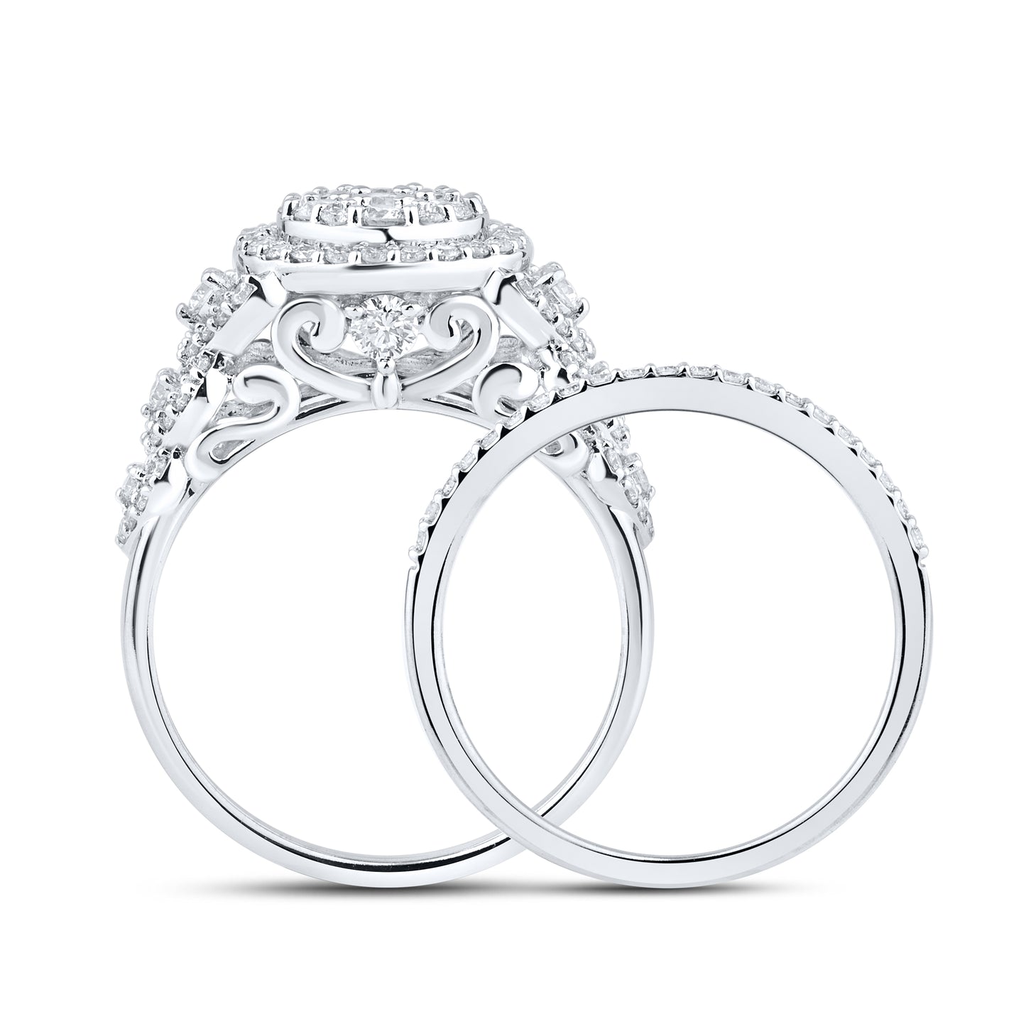 14kt White Gold 1.15 CTW Lab Diamond Ring Bridal Ring Set