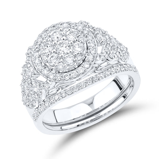 14kt White Gold 1.15 CTW Lab Diamond Ring Bridal Ring Set