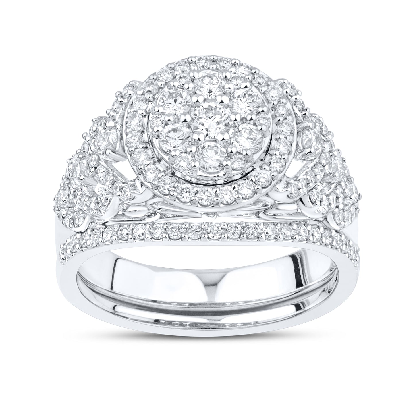 14kt White Gold 1.15 CTW Lab Diamond Ring Bridal Ring Set