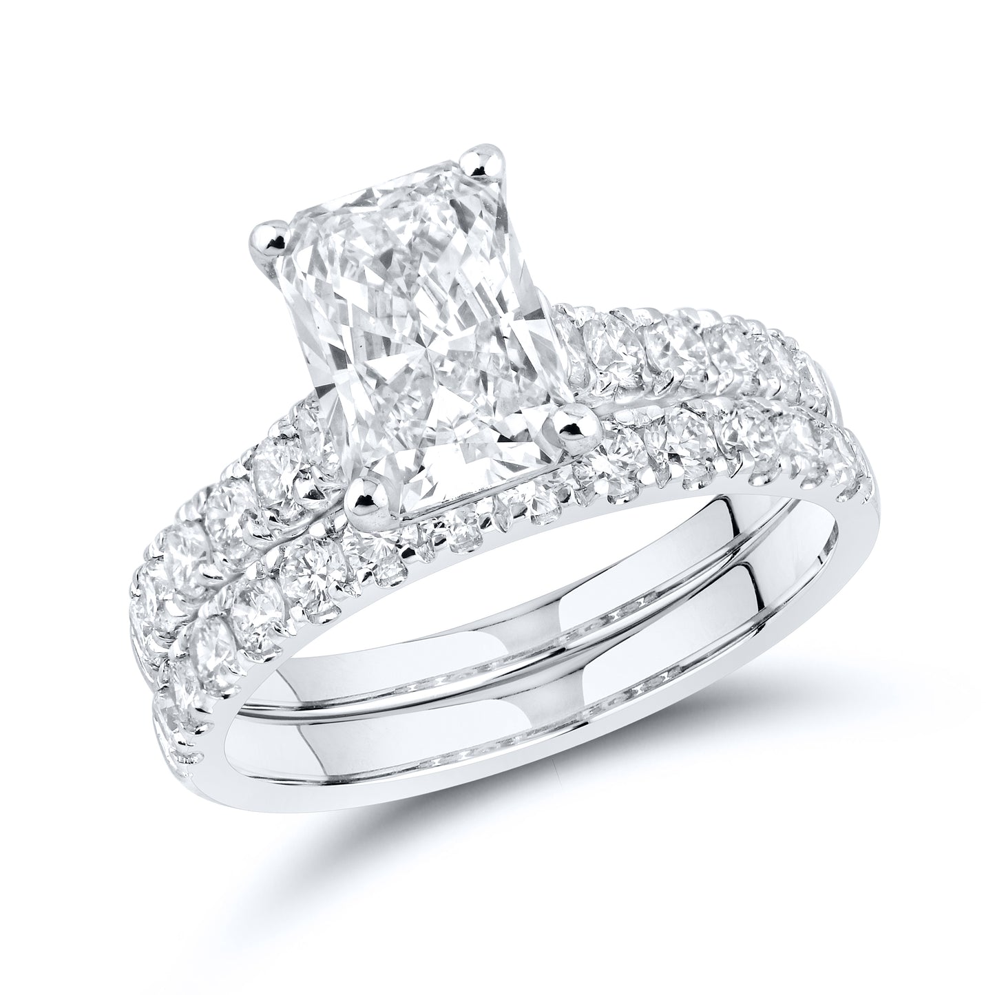 14kt White Gold 3.12ctw lab Diamond bridal set