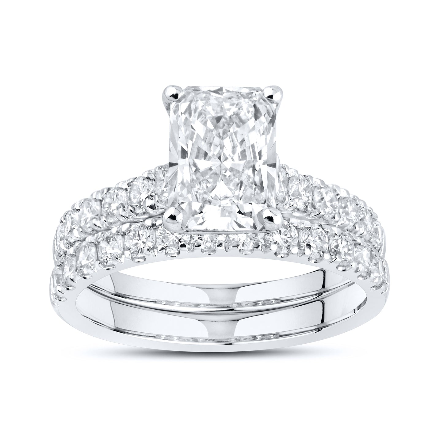 14kt White Gold 3.12ctw lab Diamond bridal set