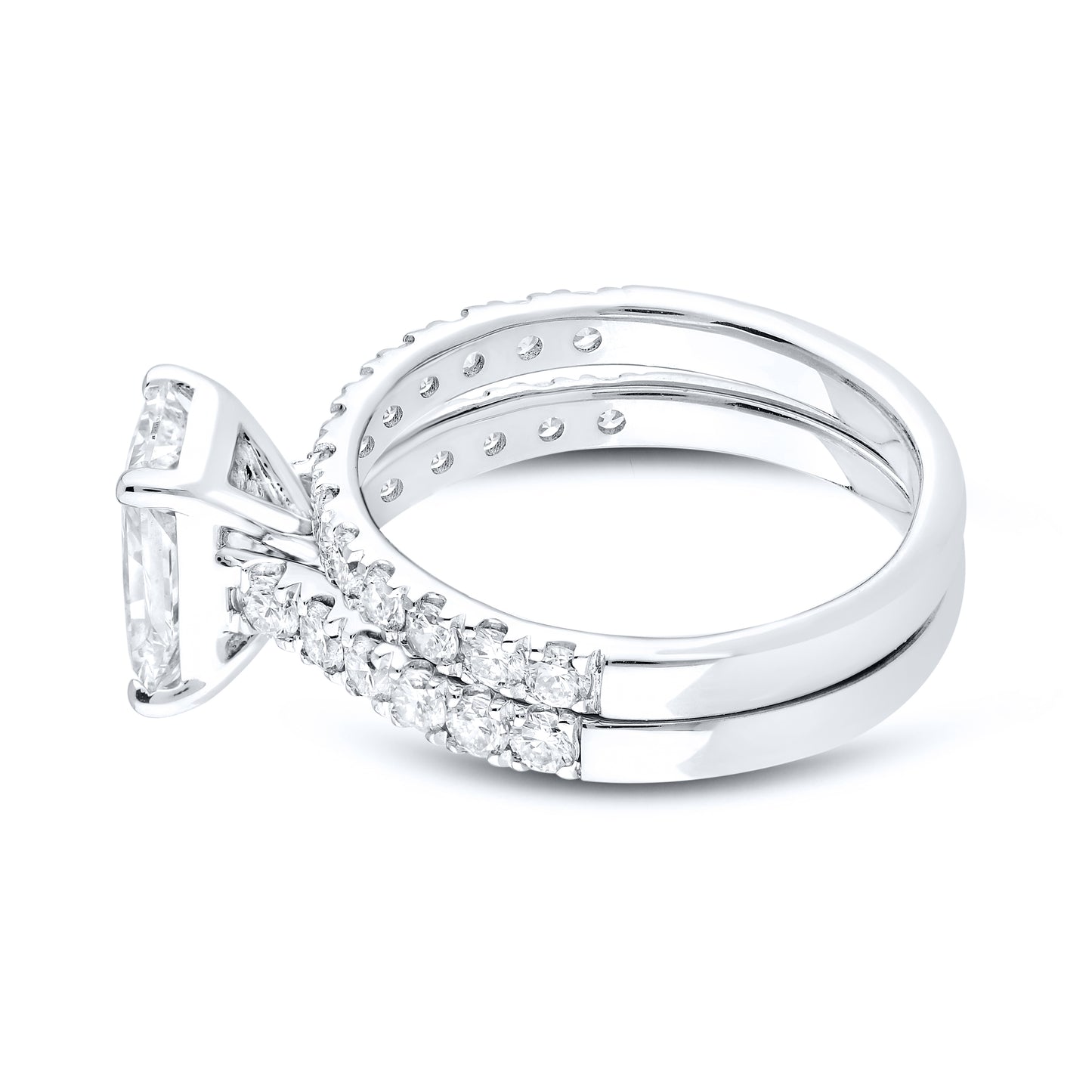 14kt White Gold 3.12ctw lab Diamond bridal set