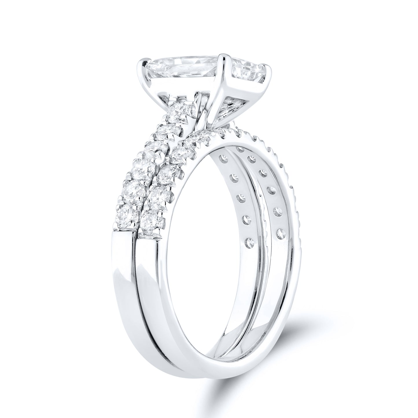 14kt White Gold 3.12ctw lab Diamond bridal set
