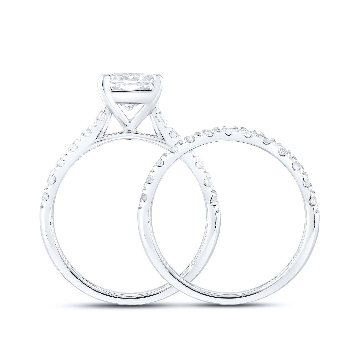 14kt White Gold 3.12ctw lab Diamond bridal set