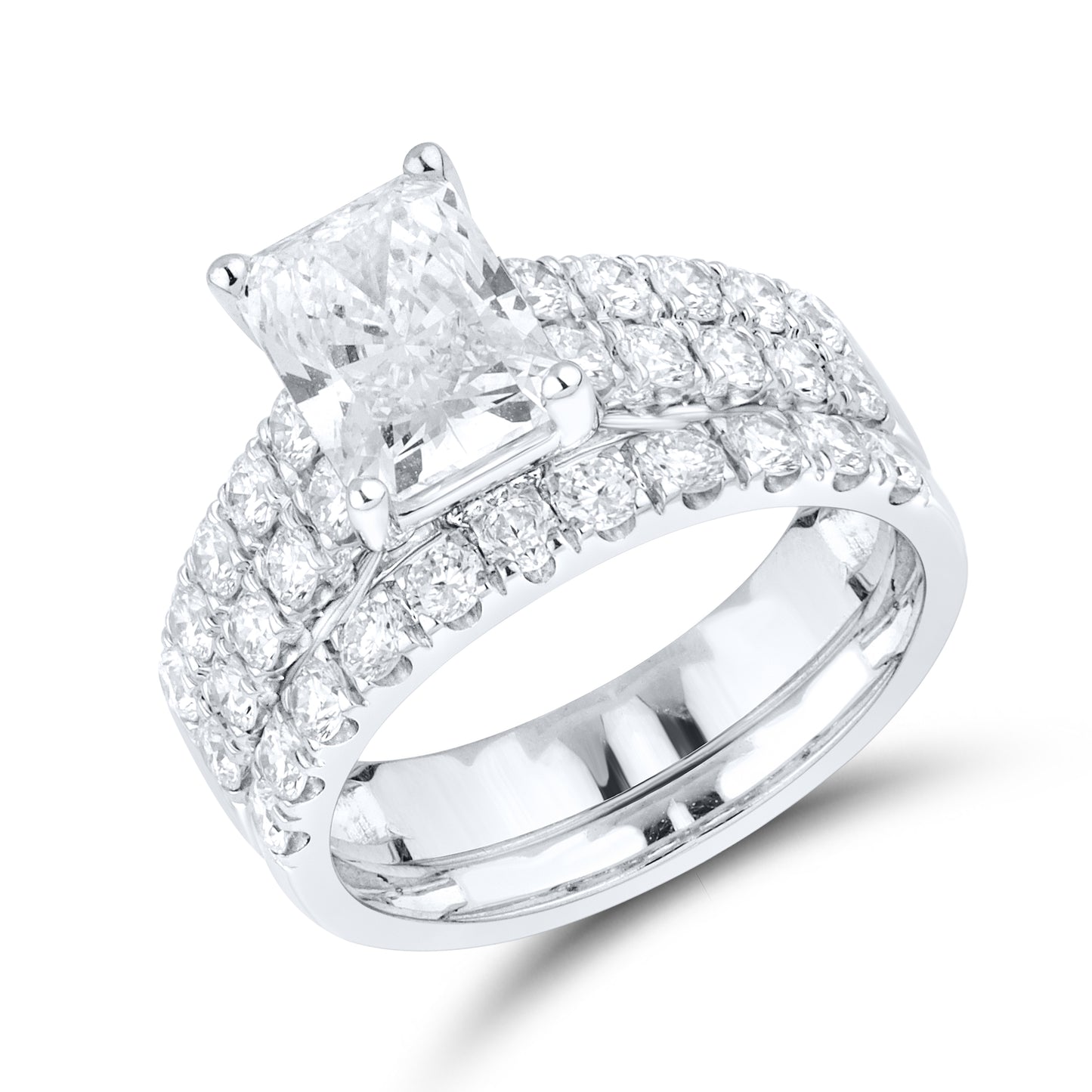14kt White Gold 5.01 CTW Radiant Lab Diamond Ring