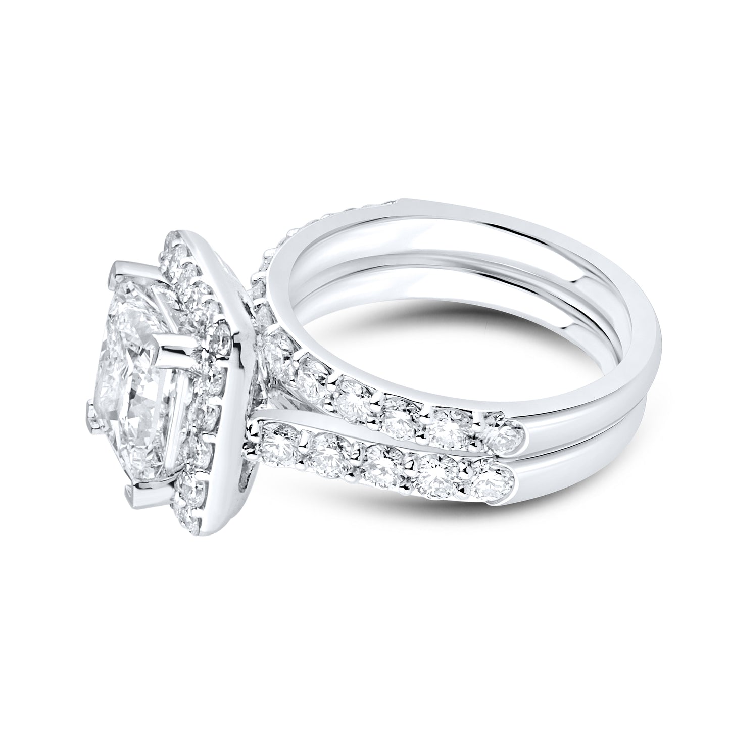 14kt White Gold 5.02 CTW Lab Diamond Bridal Set