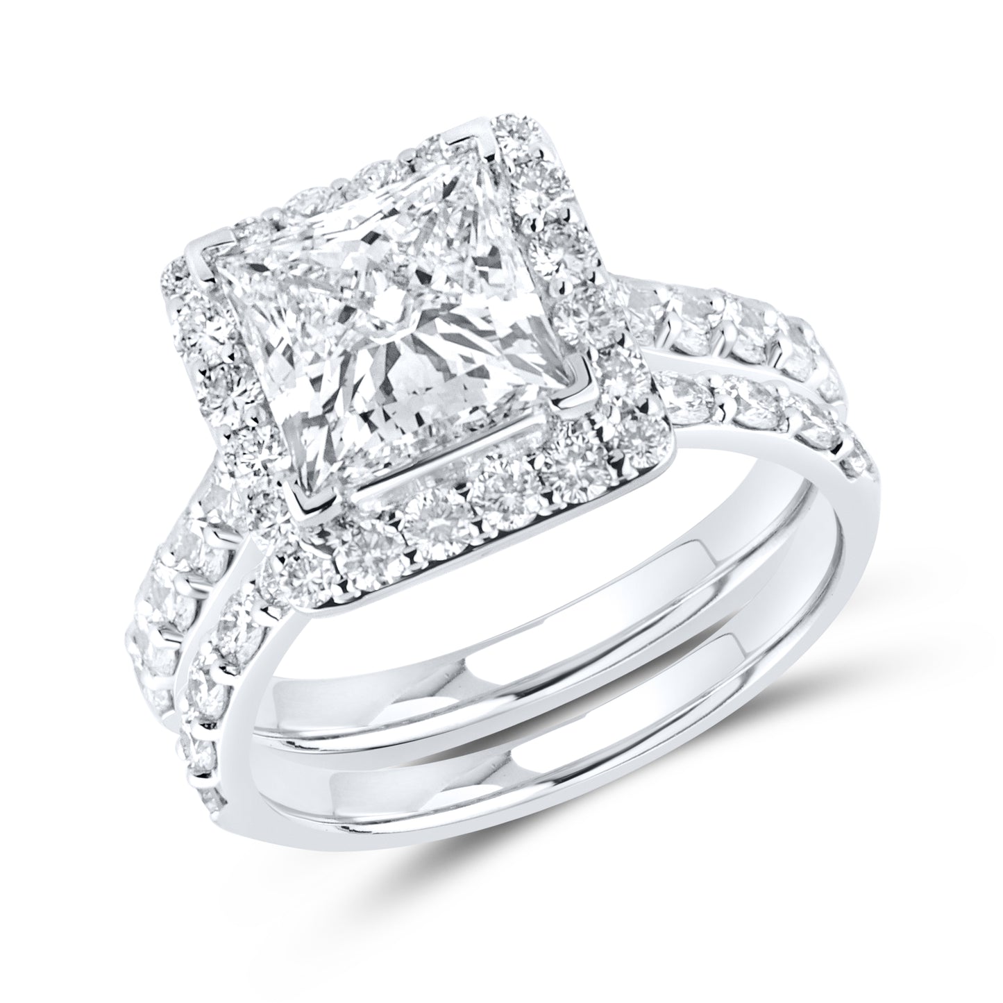 14kt White Gold 5.02 CTW Lab Diamond Bridal Set