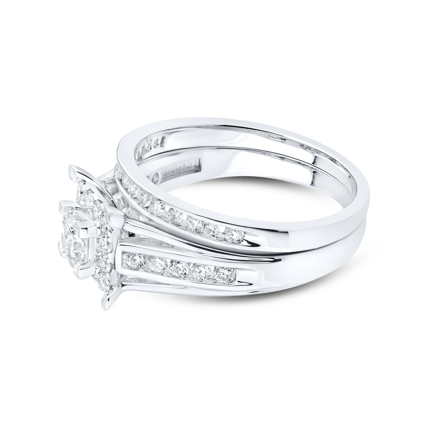 14kt White Gold 0.91 CTW  Lab Diamond Bridal Ring Set