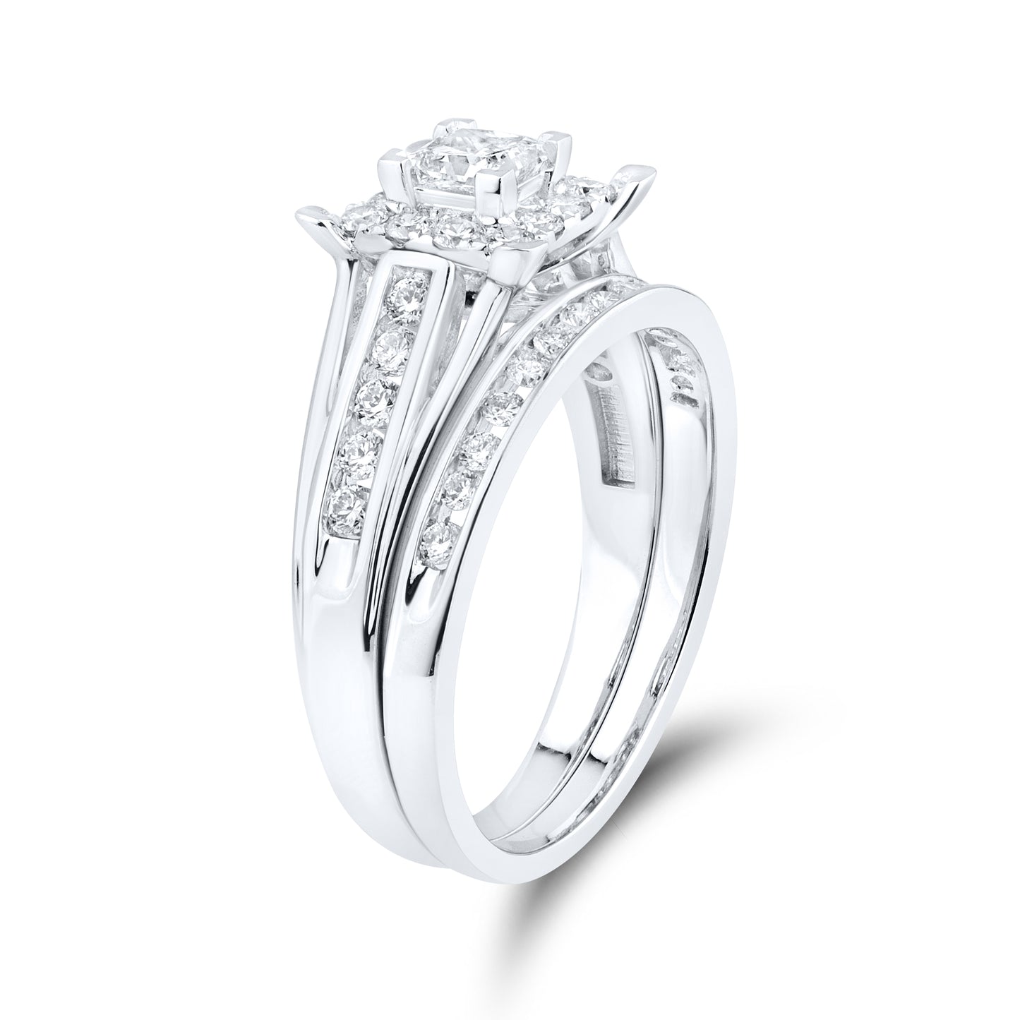 14kt White Gold 0.91 CTW  Lab Diamond Bridal Ring Set