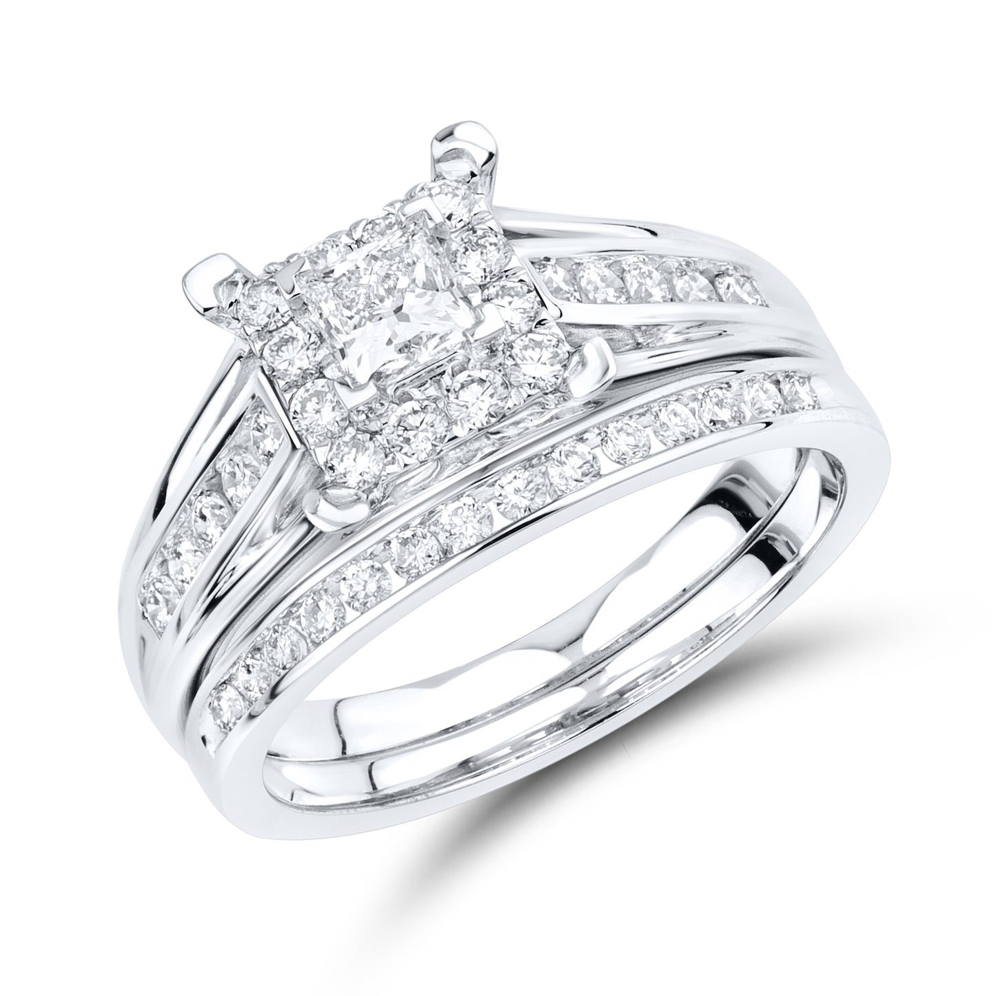 14kt White Gold 0.91 CTW  Lab Diamond Bridal Ring Set