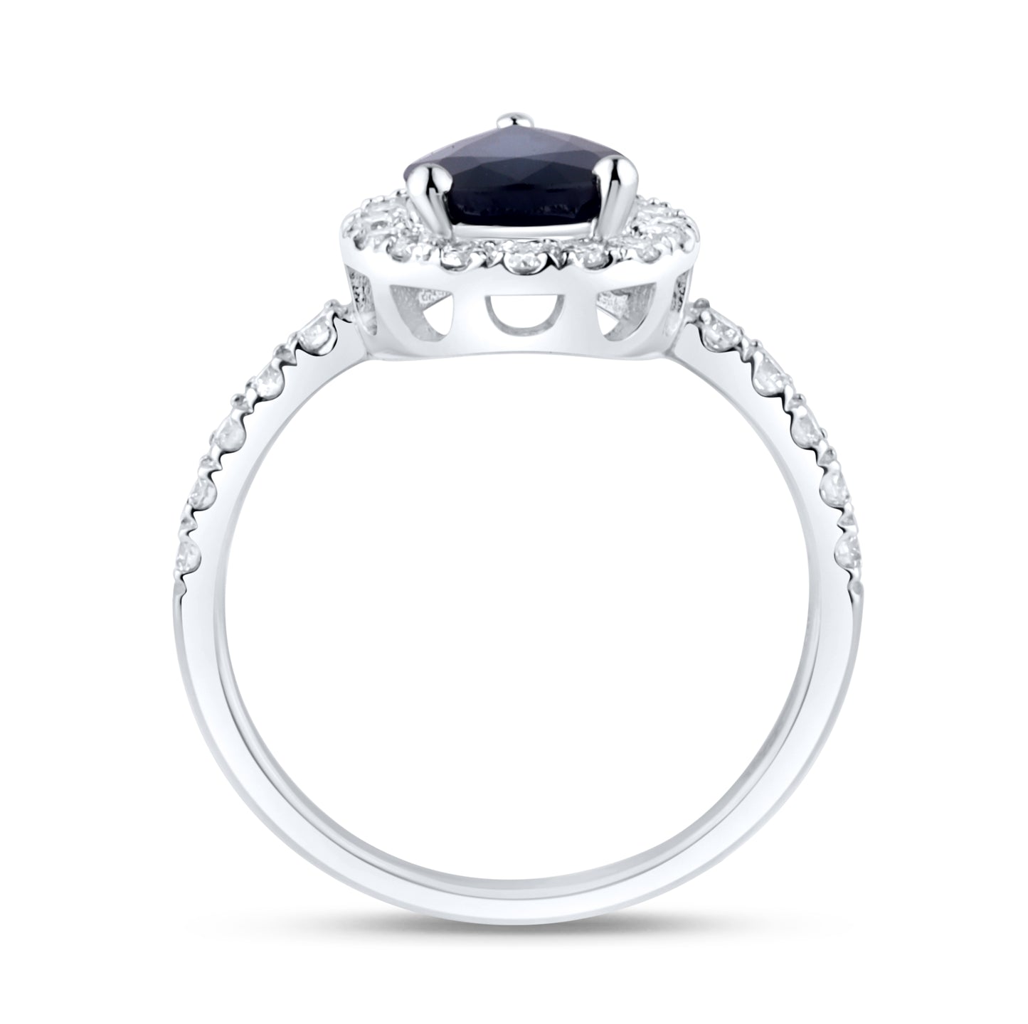 14kt White Gold 2.03 CTW Pear Shape Lab Diamond Ring With Blue Sapphire