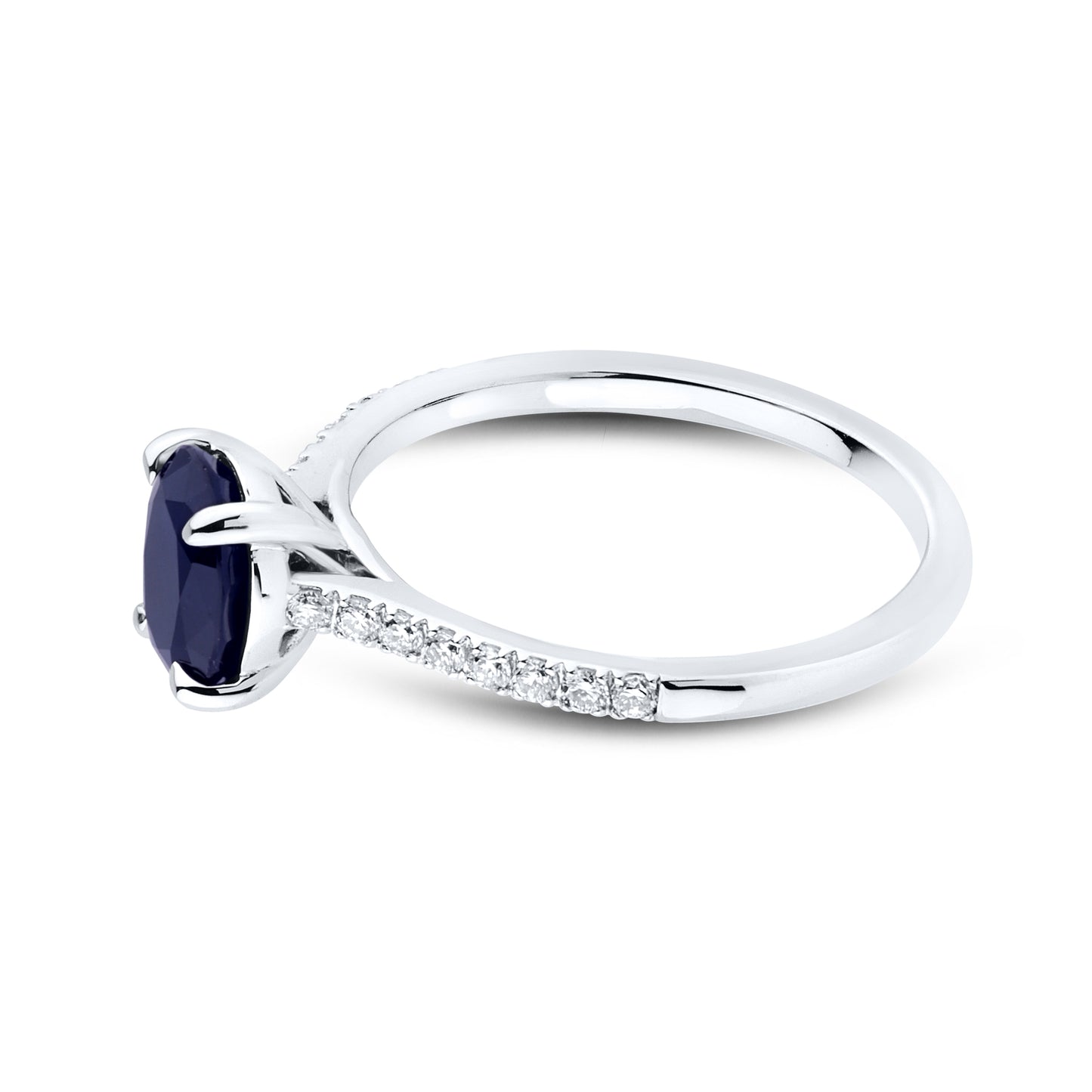 14kt White Gold 0.21 CTW Lab Diamond Ring With Blue Sapphire