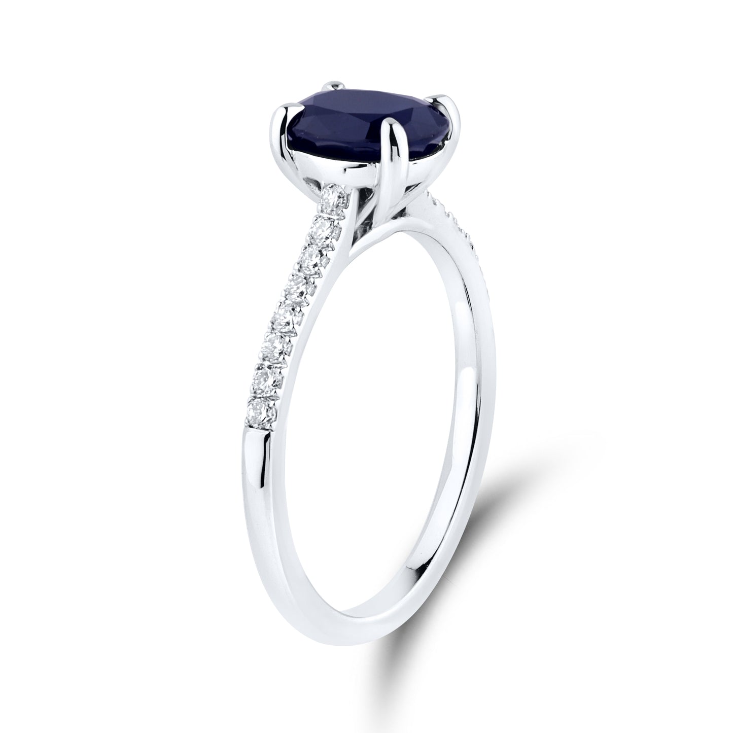 14kt White Gold 0.21 CTW Lab Diamond Ring With Blue Sapphire