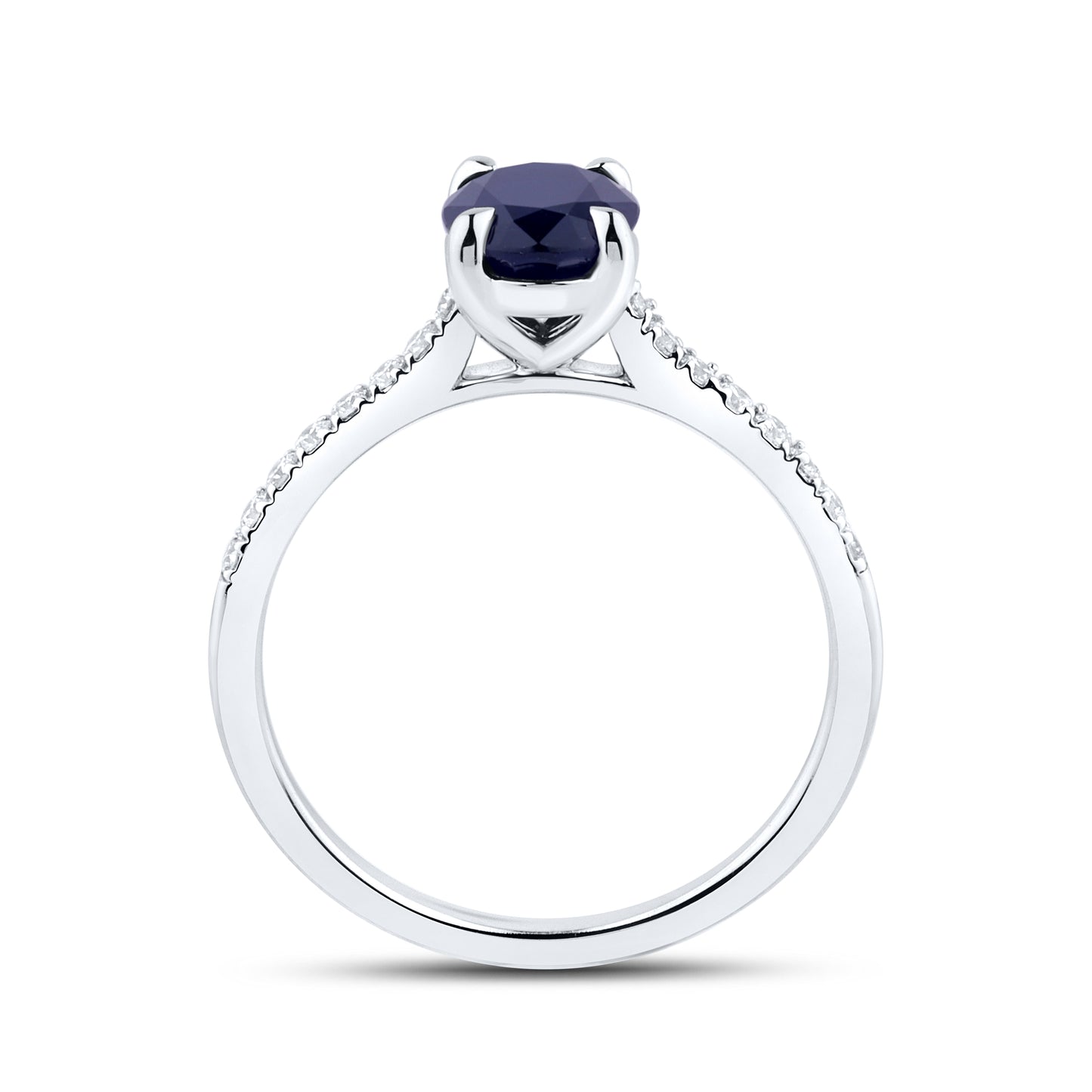 14kt White Gold 0.21 CTW Lab Diamond Ring With Blue Sapphire