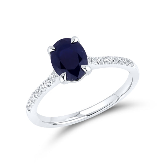 14kt White Gold 0.21 CTW Lab Diamond Ring With Blue Sapphire