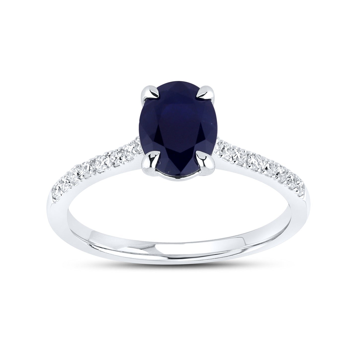 14kt White Gold 0.21 CTW Lab Diamond Ring With Blue Sapphire