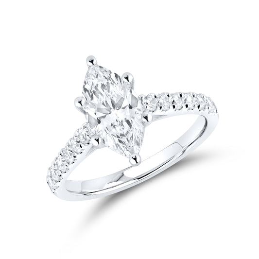 14kt White Gold 1.94 CTW Marquise Lab Diamond Ring