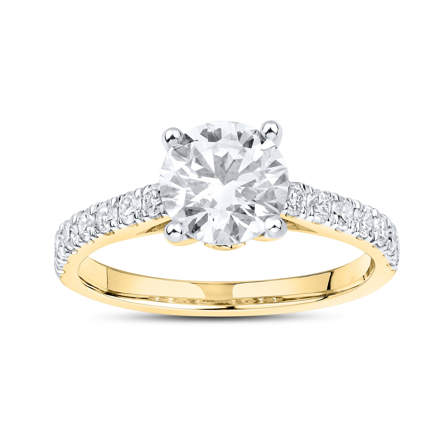 14kt Yellow Gold 1.9 CTW Round Lab Diamond Ring