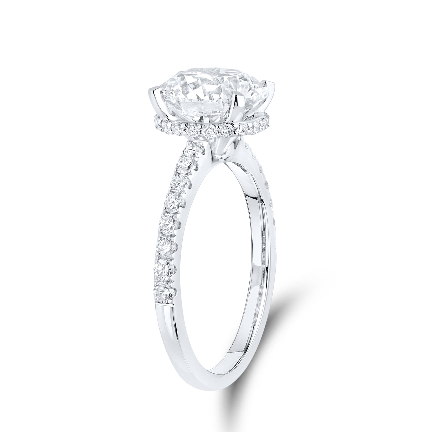 14kt White Gold 3.50 CTW Round Lab Diamond Engagement Ring