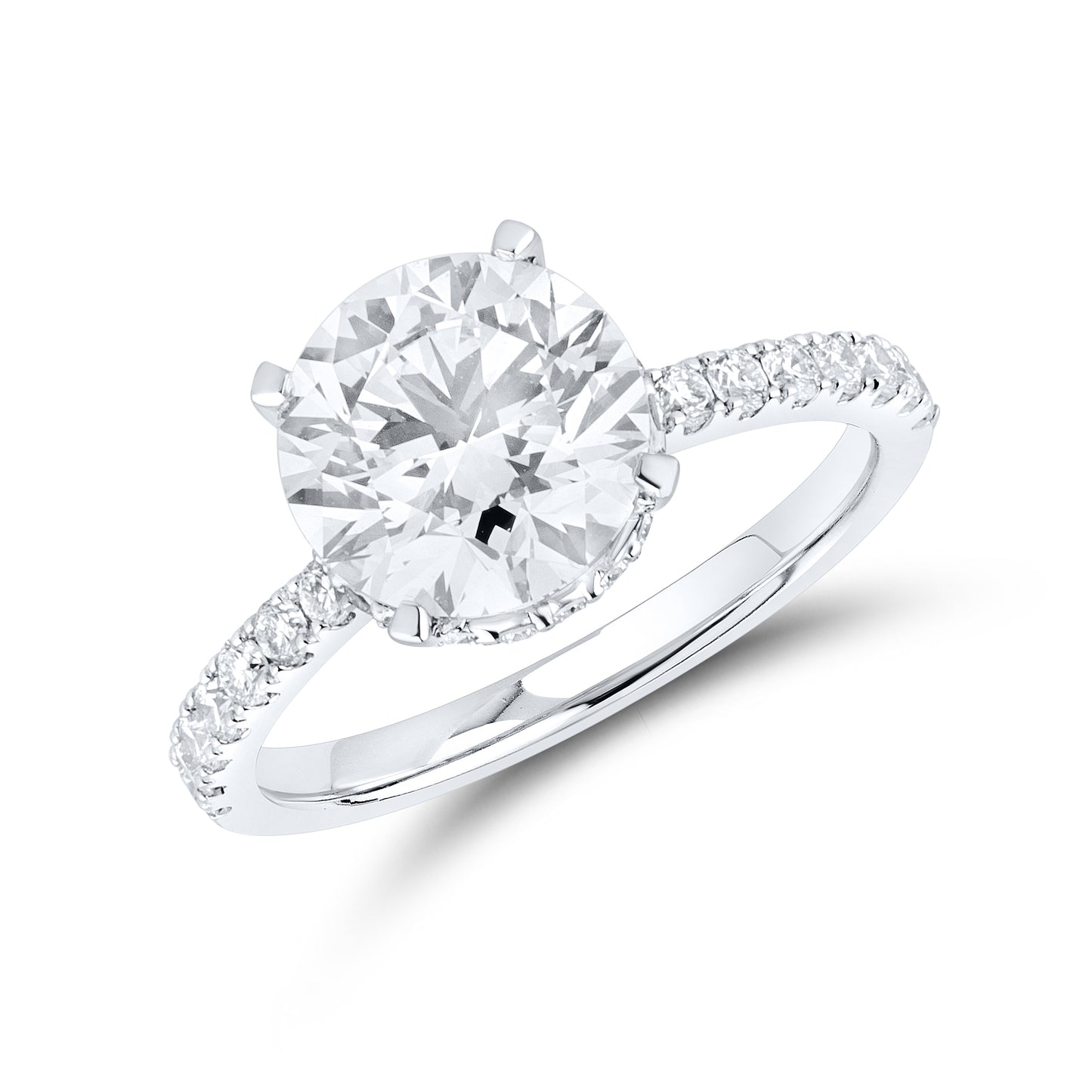 14kt White Gold 3.50 CTW Round Lab Diamond Engagement Ring
