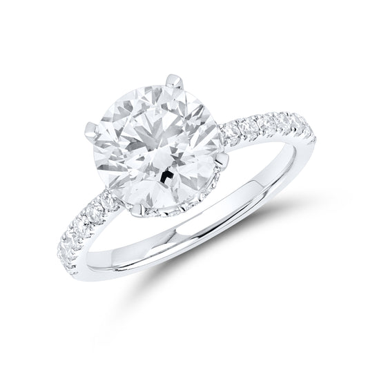 14kt White Gold 3.50 CTW Round Lab Diamond Engagement Ring