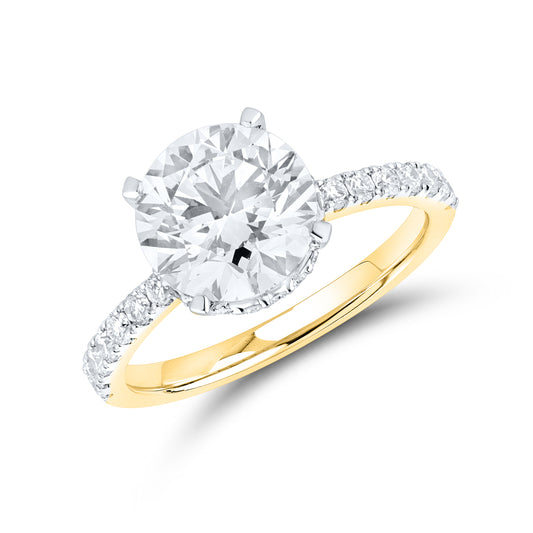 14kt Yellow Gold 3.50 CTW Round Lab Diamond Ring