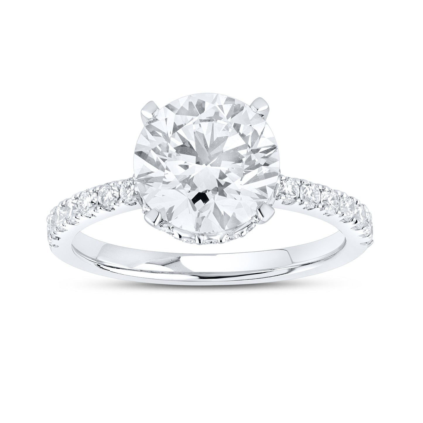 14kt White Gold 3.50 CTW Round Lab Diamond Engagement Ring