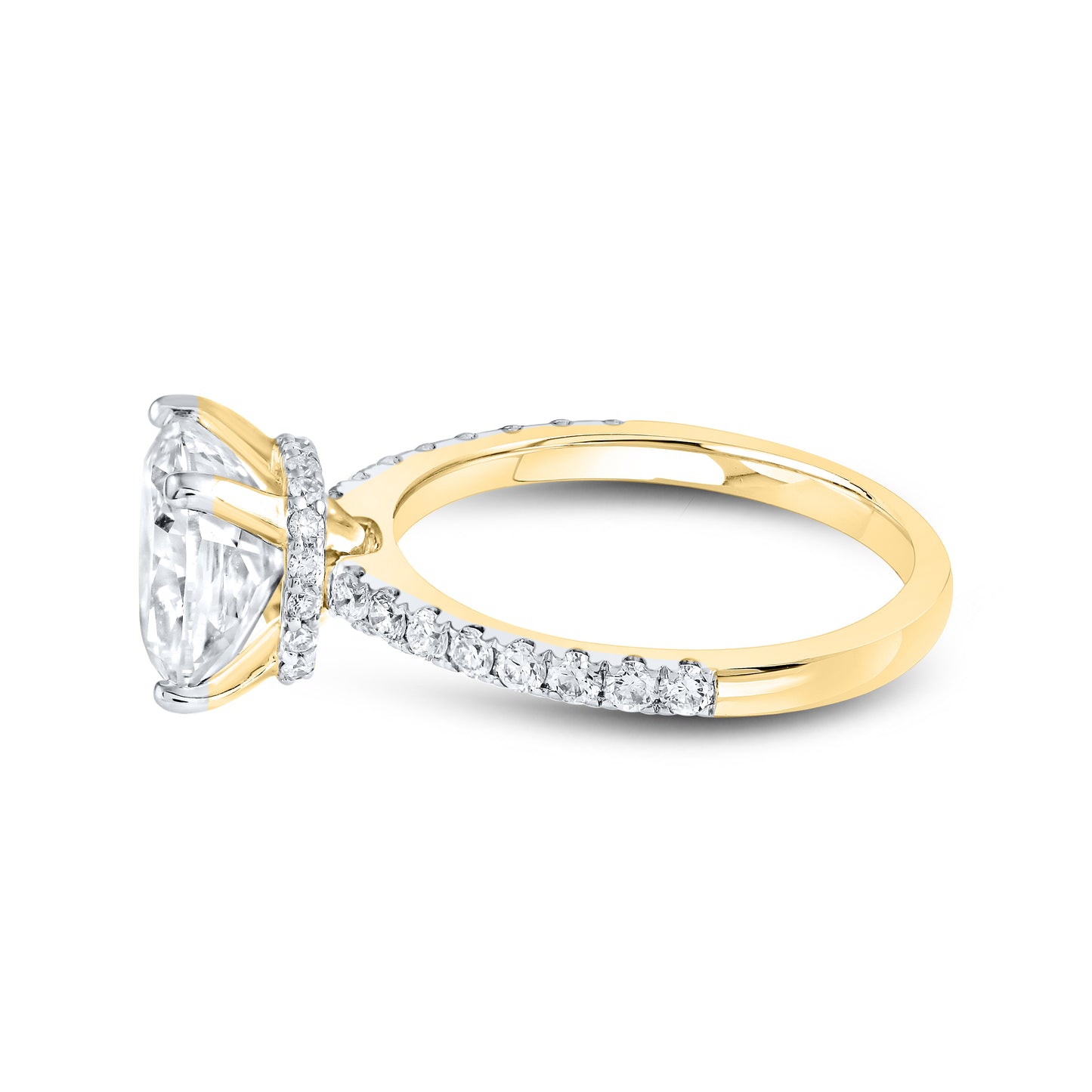 14kt Yellow Gold 3.53 CTW Cushion Cut Lab Diamond Ring