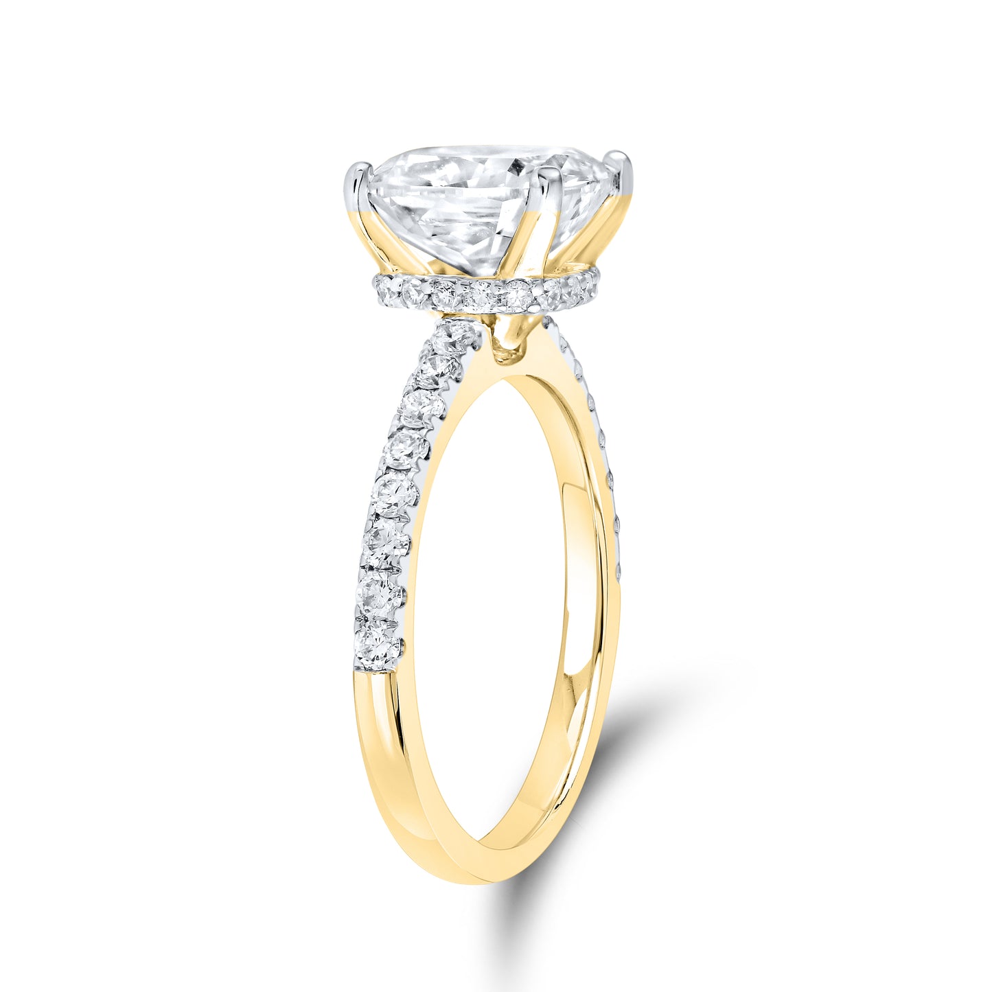 14kt Yellow Gold 3.53 CTW Cushion Cut Lab Diamond Ring