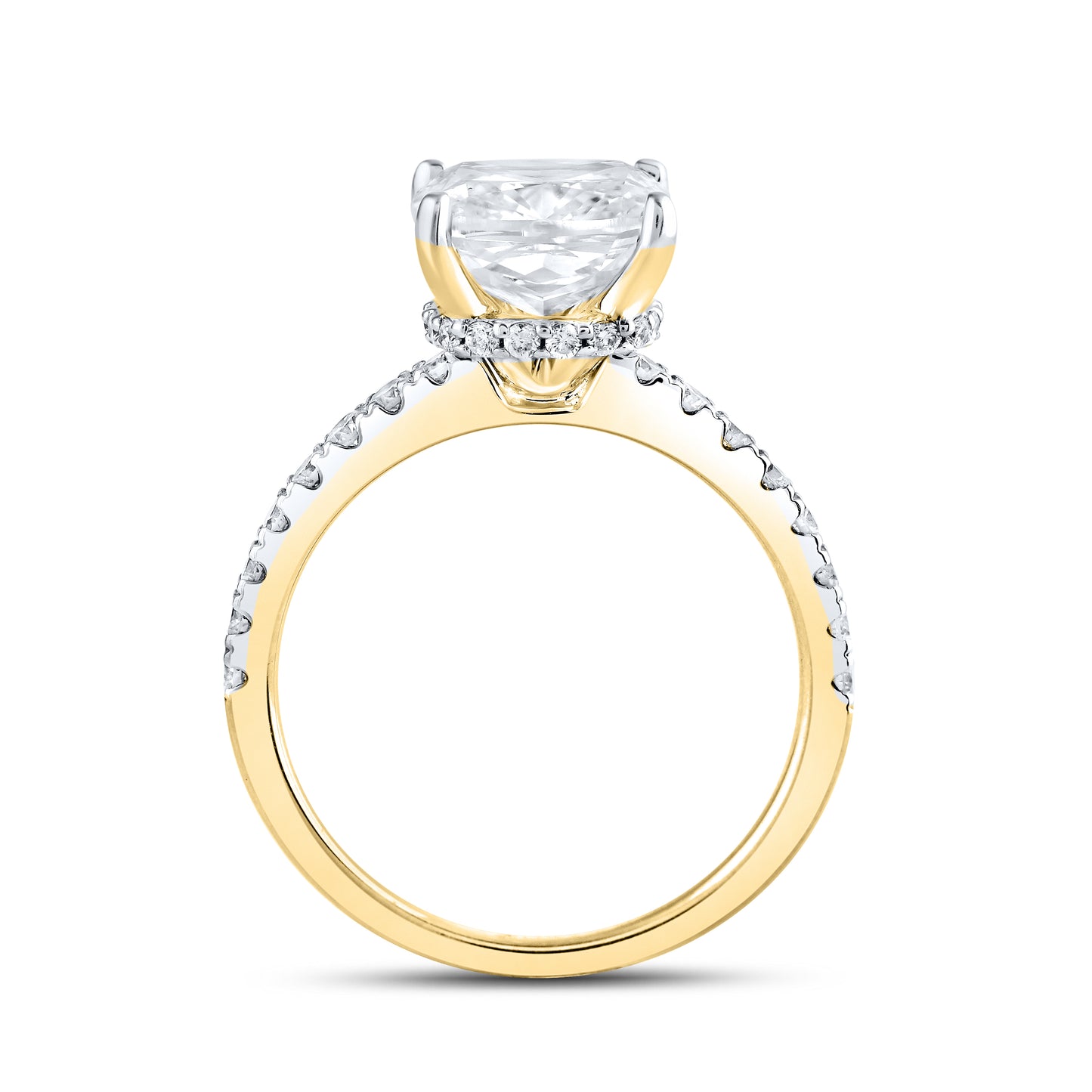 14kt Yellow Gold 3.53 CTW Cushion Cut Lab Diamond Ring