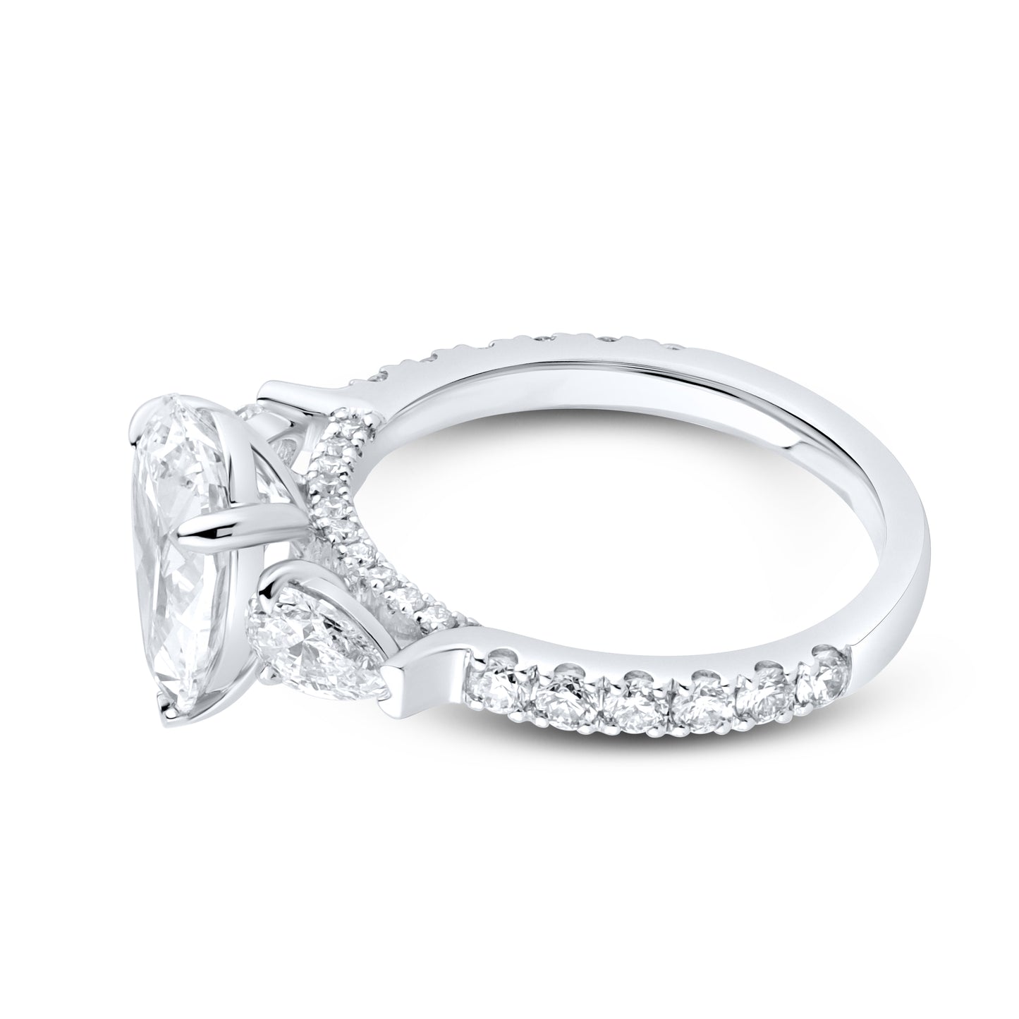 14kt White Gold 3.73 CTW Tear Drop Lab Diamond Ring