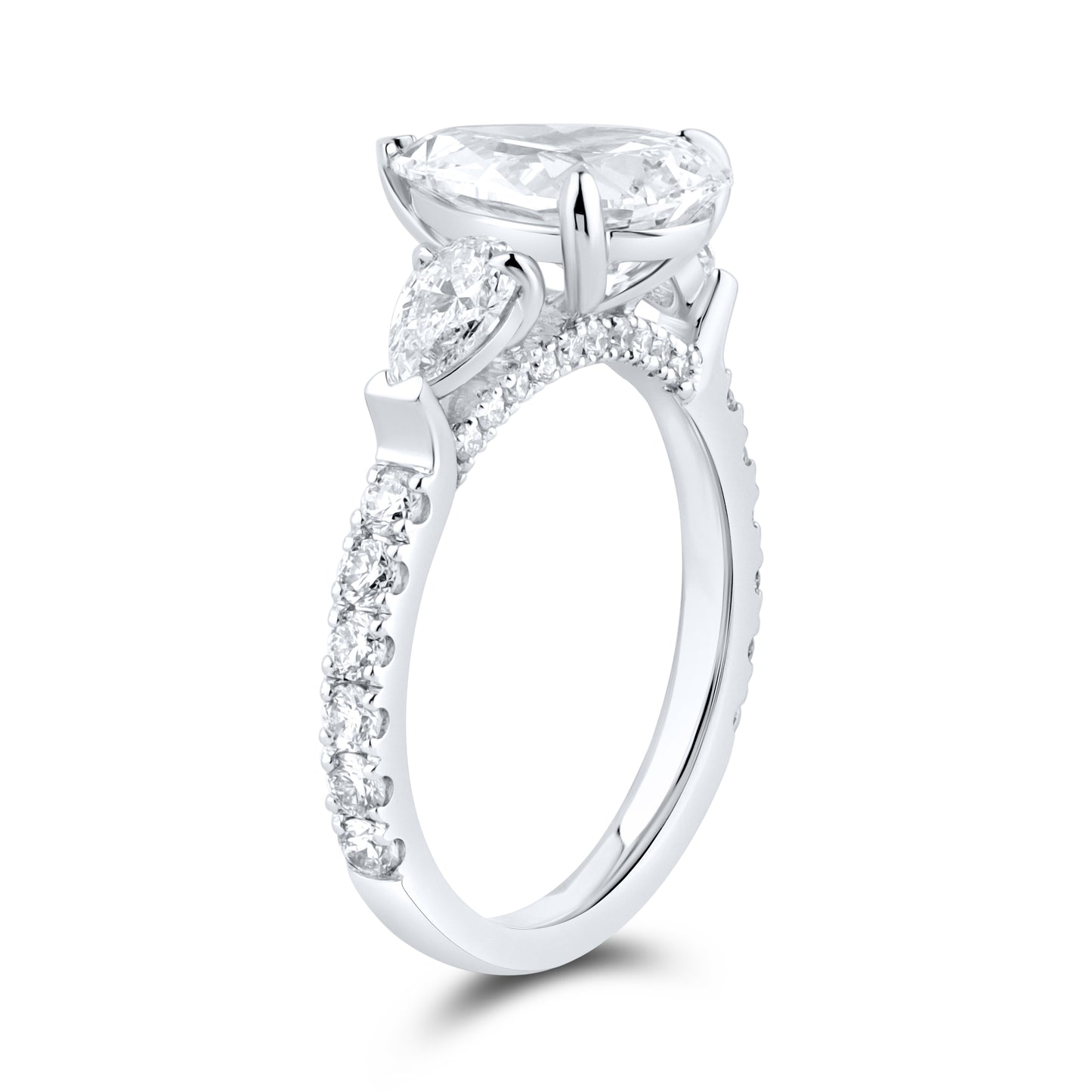 14kt White Gold 3.73 CTW Tear Drop Lab Diamond Ring