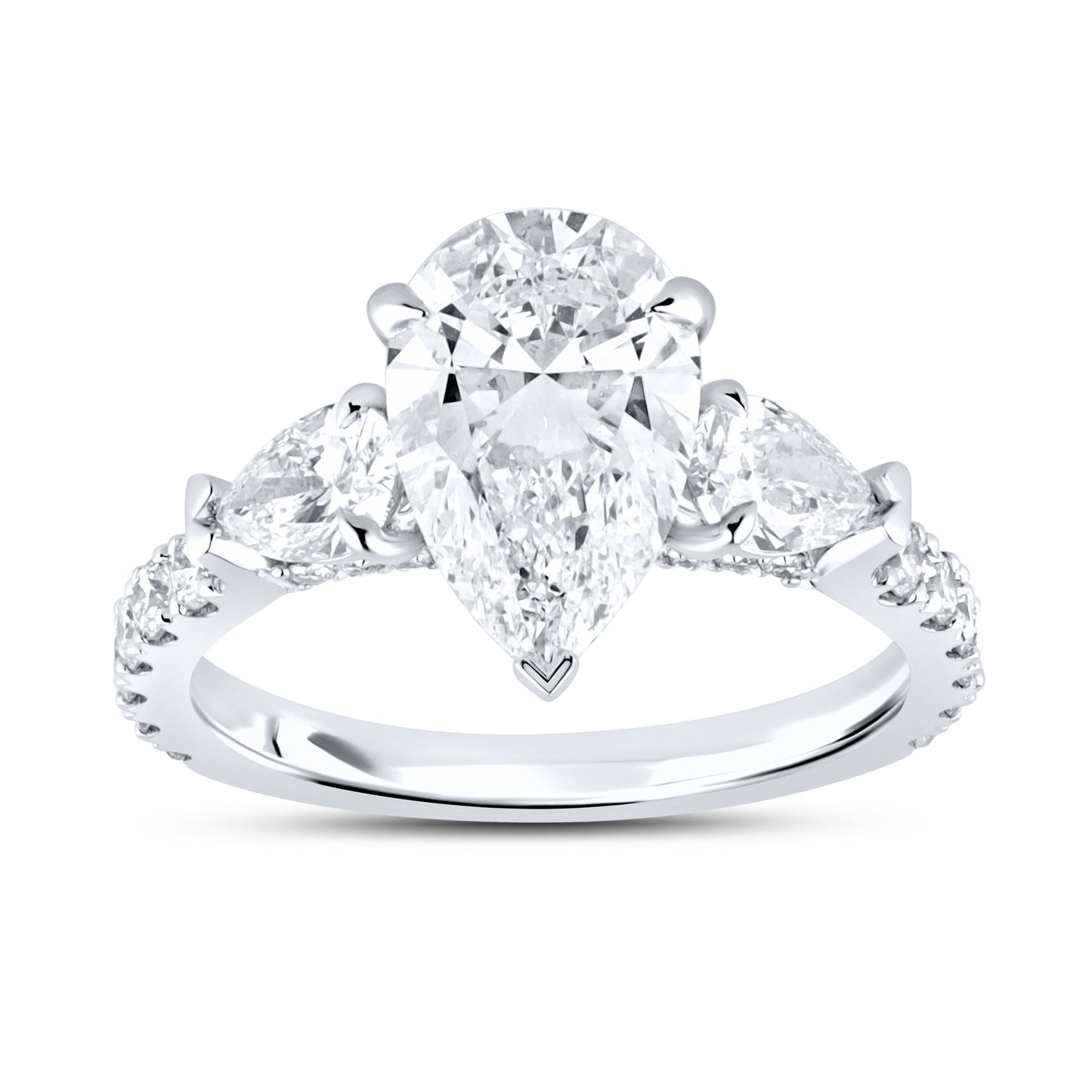 14kt White Gold 3.73 CTW Tear Drop Lab Diamond Ring