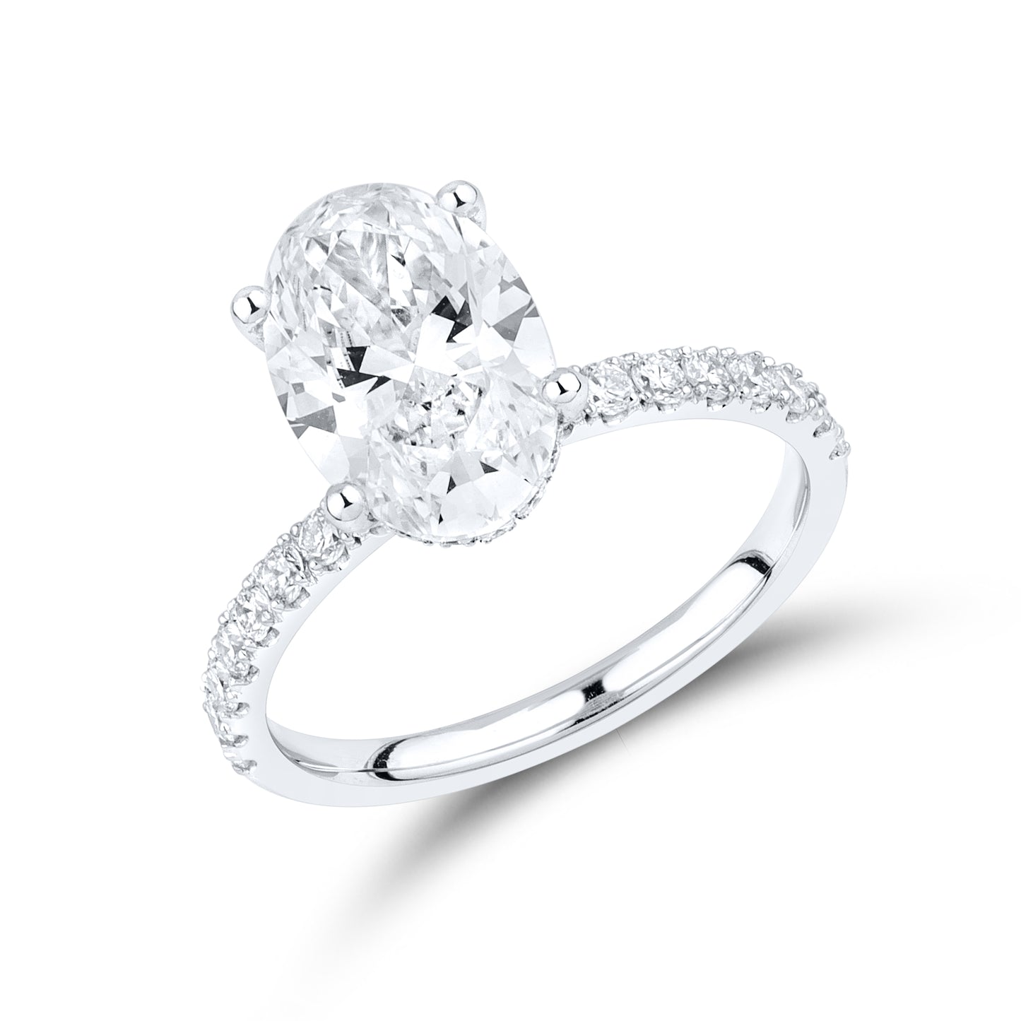 14kt White Gold 3.6 CTW Oval Lab Diamond Ring