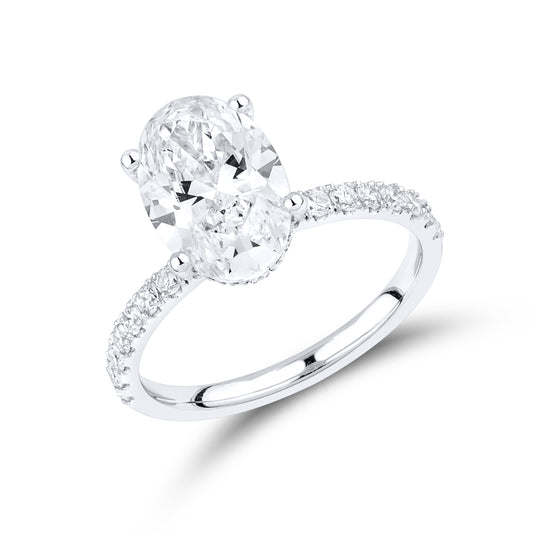 14kt White Gold 3.6 CTW Oval Lab Diamond Ring