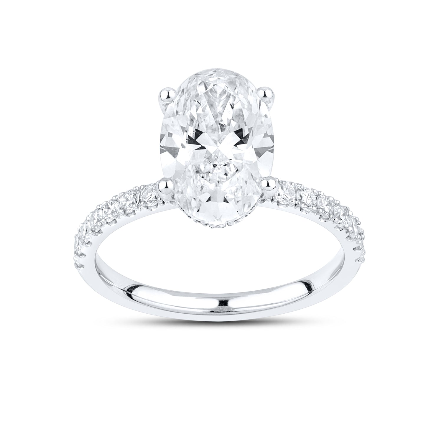 14kt White Gold 3.6 CTW Oval Lab Diamond Ring