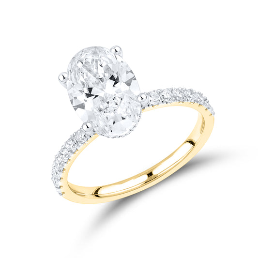 14kt Yellow Gold 3.6 CTW Oval Lab Diamond Ring