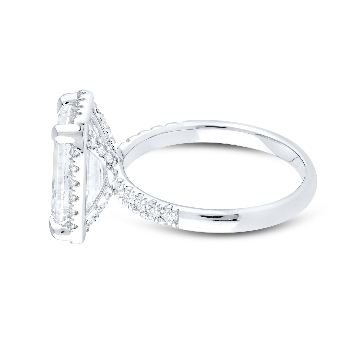 14kt White Gold 4.5 CTW Emerald Lab Diamond Engagement Ring