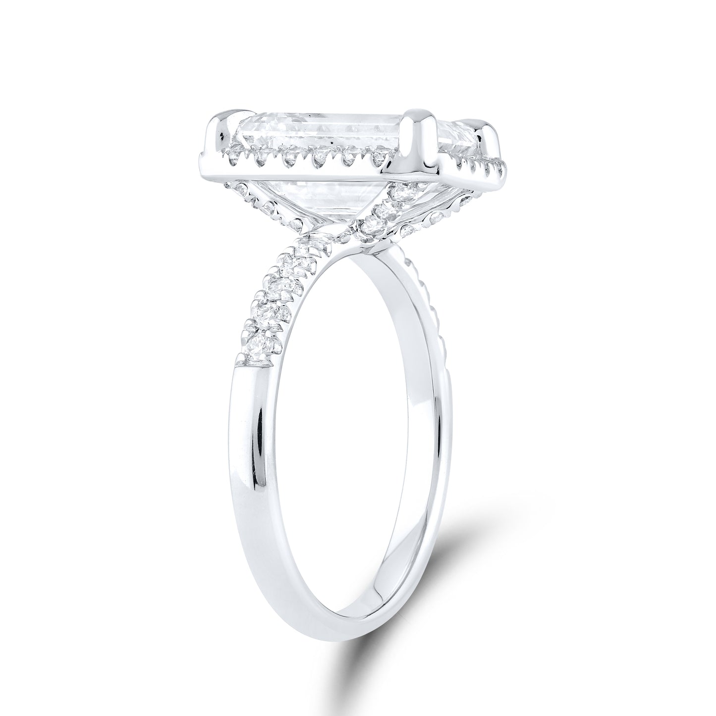 14kt White Gold 4.5 CTW Emerald Lab Diamond Engagement Ring