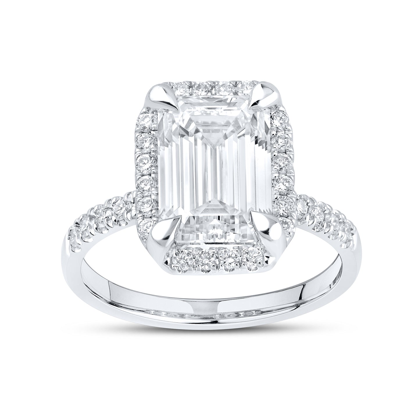 14kt White Gold 4.5 CTW Emerald Lab Diamond Engagement Ring